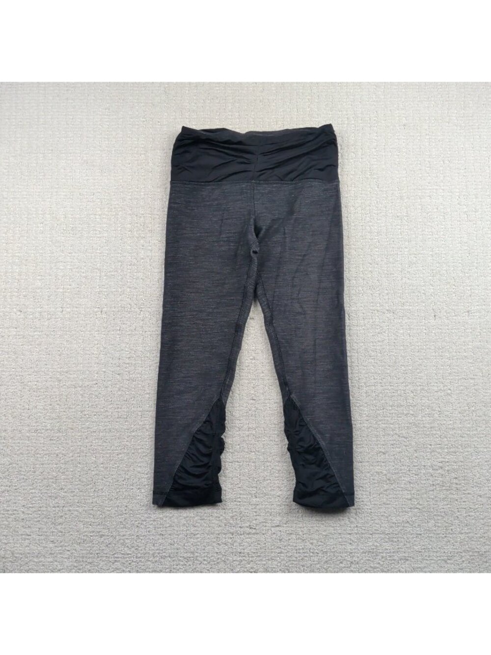 Lululemon Embrace Crop Leggings Womens 4 Gray Heathered Pull On Ruched Yoga
